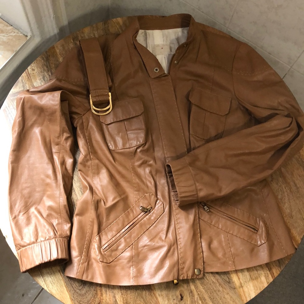 KITON LEATHER LONG-SLEEVE JACKET